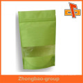 Alimentação embalagem provedor guangzhou stand up saco de papel de arroz com zíper e janela para lanches